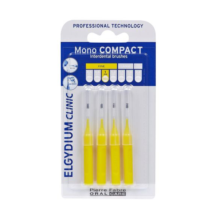 Image of Elgydium Clinic Mono Compact Interdentale Borsteltjes 1mm Geel 4 Stuks