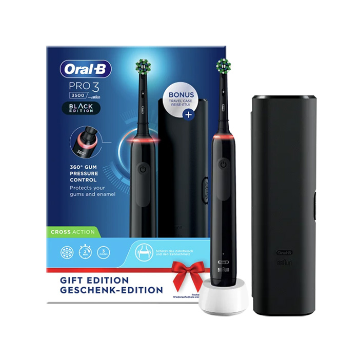 Image of Oral-B Pro 3 3500 Elektrische Tandenborstel Zwart 1 Stuk + GRATIS Reisetui 