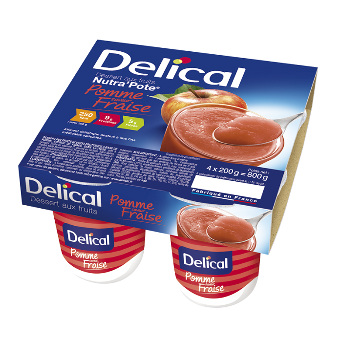 Image of Delical Nutra&#039;Pote Appel/ Aardbei 4x125g