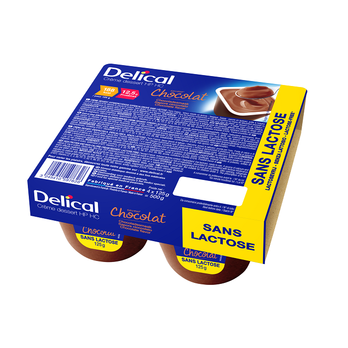 Image of Delical HP-HC Dessertcrème Zonder Lactose Chocolade 4x125g