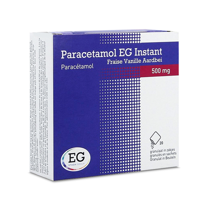 Image of Paracetamol EG Instant 500mg Vanille/ Aardbei 20 Zakjes
