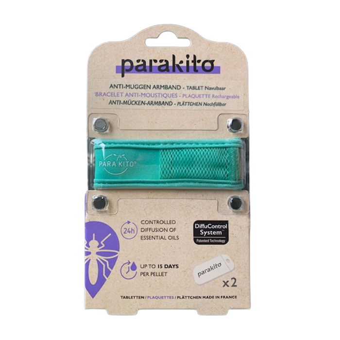 Image of Para&#039;kito Anti-Muggen Armband Appelblauwzeegroen + 2 Navullingen 