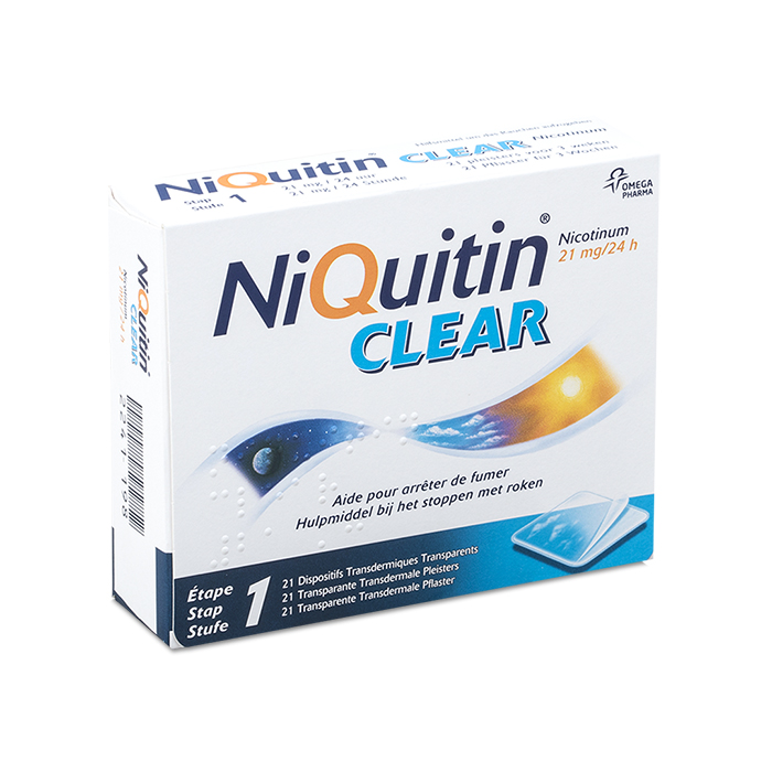 Image of NiQuitin Clear Patch - Stoppen Met Roken - 24u Geen Behoefte - 21mg 21 Stuks 