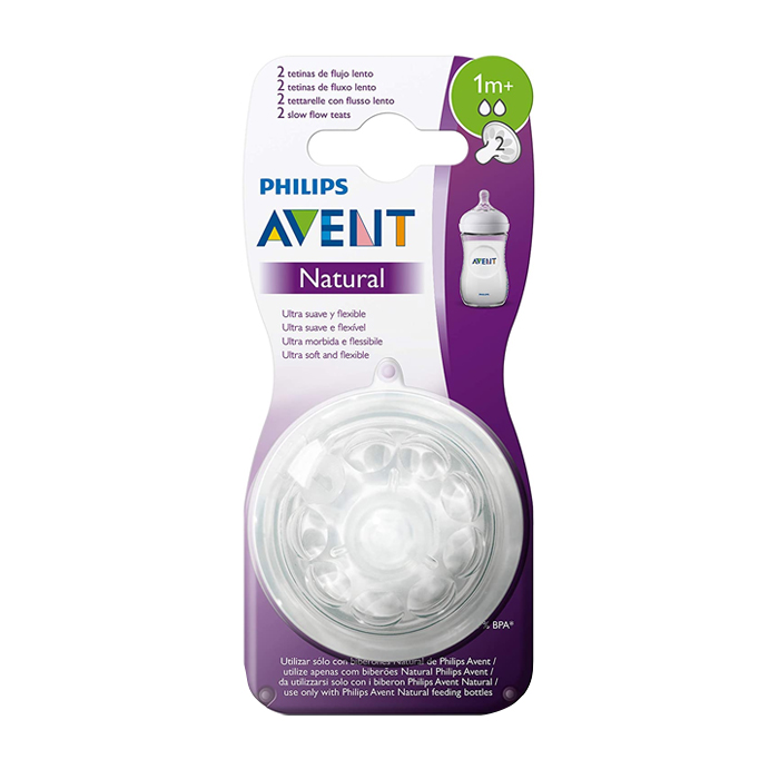 Image of Philips Avent Natural Zuigspeen 1M+ - Lage Stroomsnelheid - 2 Stuks