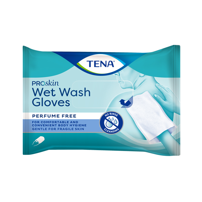 Image of Tena Proskin Wet Wash Gloves Zonder Parfum 8 Stuks 