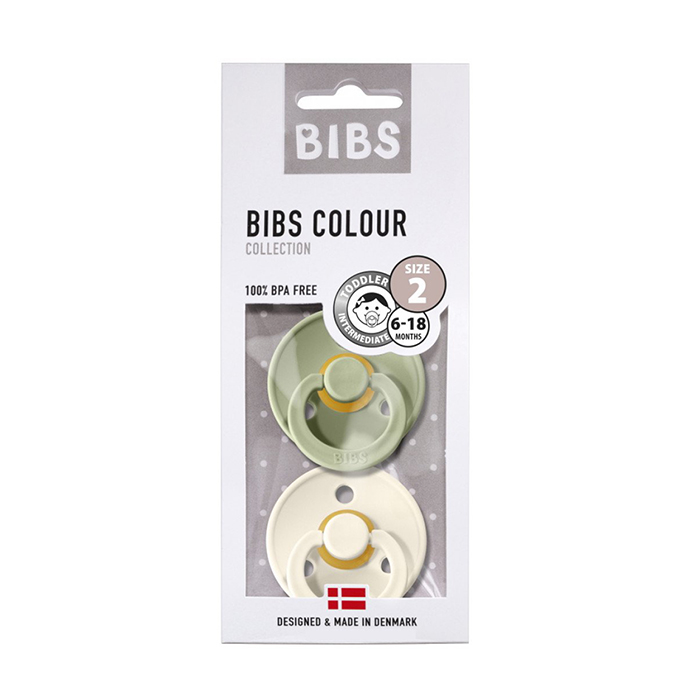 Image of Bibs Fopspeen Duo Sage/ Ivory 6-18M 2 Stuks