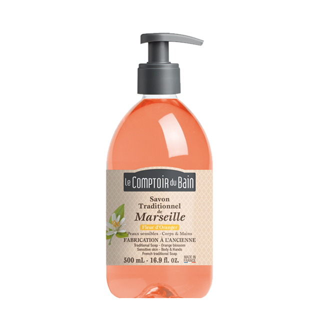 Image of Le Comptoir Du Bain Traditionele Marseille Zeep Oranjebloesem 500ml 