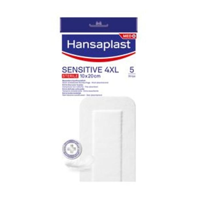 Image of Hansaplast Sensitive 4XL Steriele Pleisters - 10cmx20cm - 5 Strips