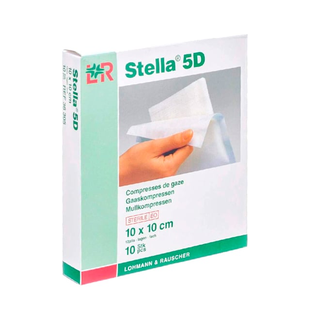 Image of Stella 5D Steriele Gaaskompressen 10x10cm 10 Stuks 