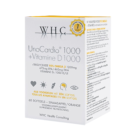 Image of UnoCardio 1000 + Vitamine D1000 60 Softgels 