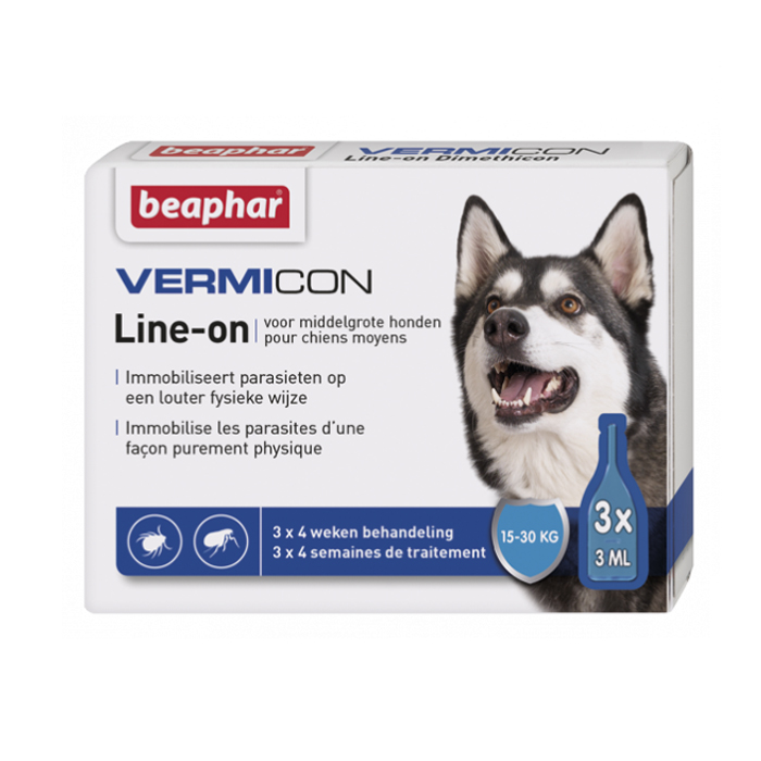 Image of Beaphar Vermicon Line-on Middelgrote Hond 3x3ml 