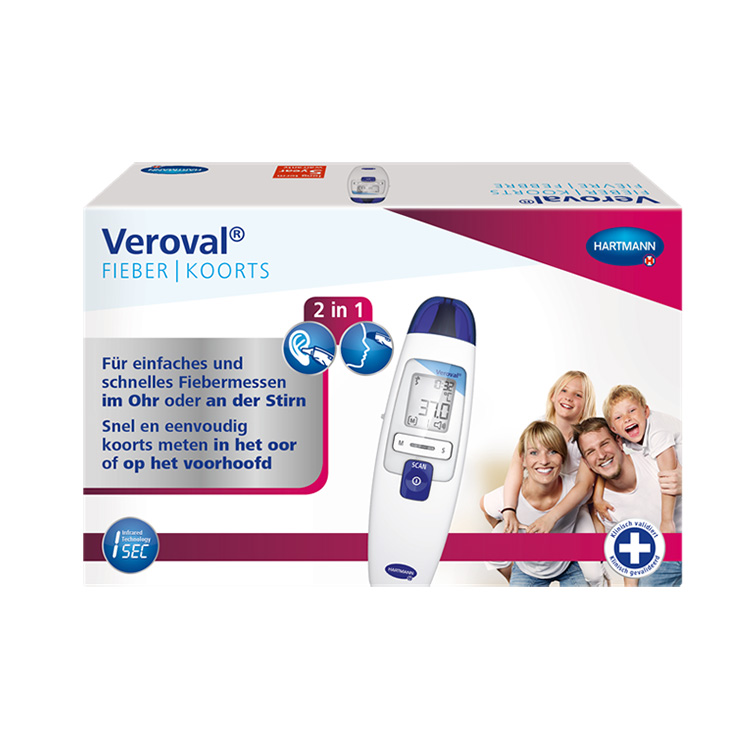 Image of Veroval 2 in 1 Infrarood Hoofd / Oor Thermometer 1 Stuk